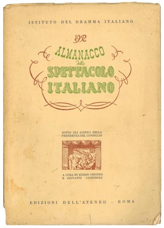 Almanacco dello spettacolo italiano - Egidio Ariosto - copertina