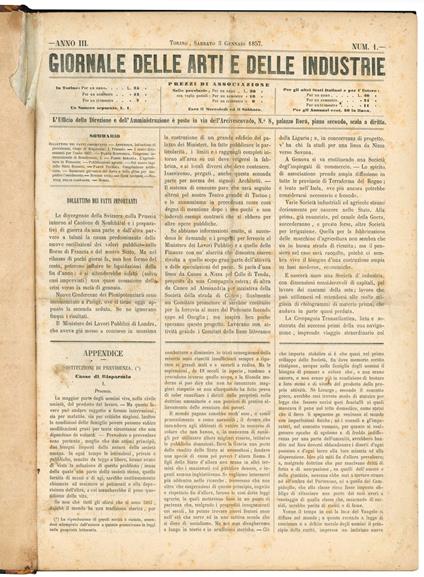 Giornale delle arti e delle industrie. Anno III - copertina