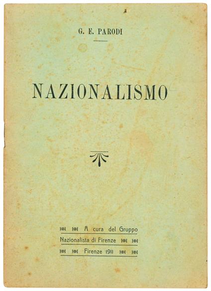 Nazionalismo - Ernesto Giacomo Parodi - copertina