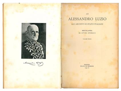 Ad Alessandro Luzio. Gli archivi di Stato italiani. Miscellanea di studi storici. Vol. I - copertina
