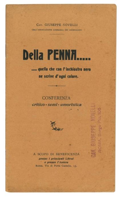 Della penna... quella che con l'inchiostro nero ne scrive d'ogni colore. Conferenza critico-semi-umoristica - copertina