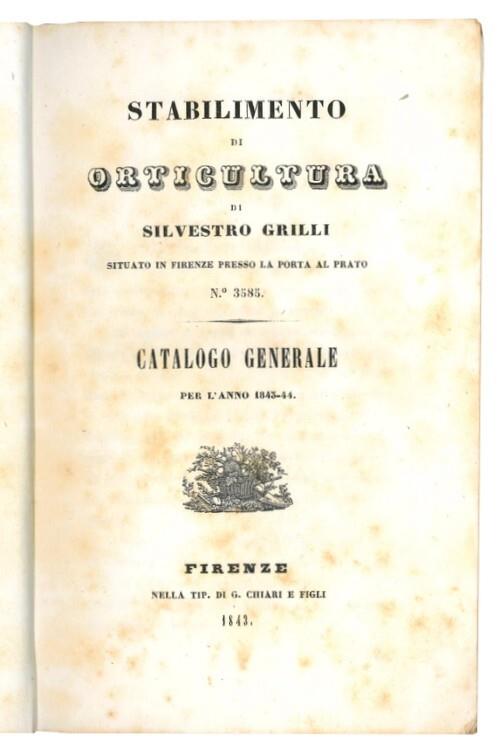 Stabilimento di orticultura: catalogo generale per l'anno 1843-44 - copertina