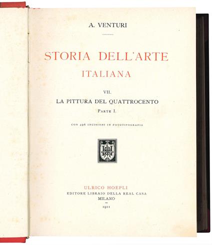 Storia dell'Arte Italiana VII. La pittura del Quattrocento. Parte prima (-quarta) - Adolfo Venturi - copertina