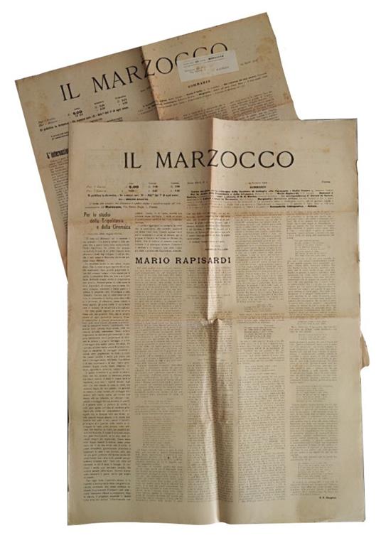 Il marzocco. Periodico settimanale. Lotto di 2 nr: Anno XVII, nr. 2, Gennaio 1912 Anno XXII, nr. 17, Aprile 1917 - copertina