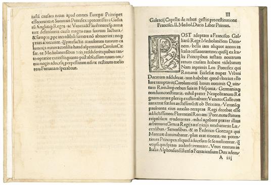 De rebus getis [sic] pro restitutione Francisci II. Mediolanensium ducis. Colophon: Mediolani typis excussum anno a partu virginis M.D.xxxi. mense Februario - Capella - copertina