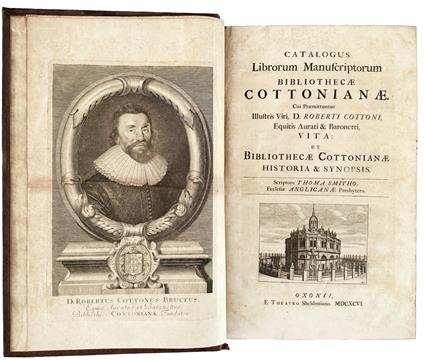 Catalogus librorum manuscriptorum bibliothecae Cottonianae (bound with:) Catalogi librorum manuscriptorum Angliae et Hiberniae in unum collecti cum indice alphabetico - Thomas Smith - copertina