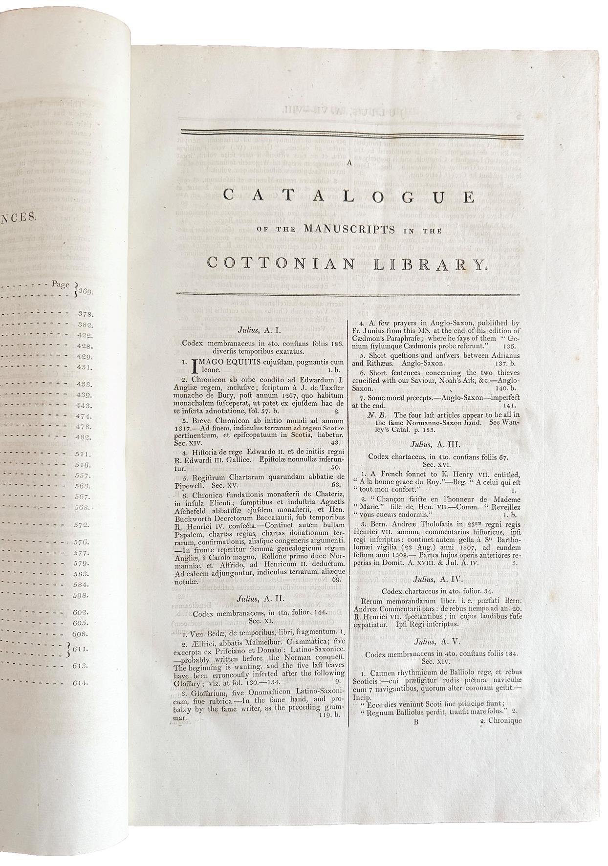 A catalogue of the manuscripts in the Cottonian Library deposited in the British Museum