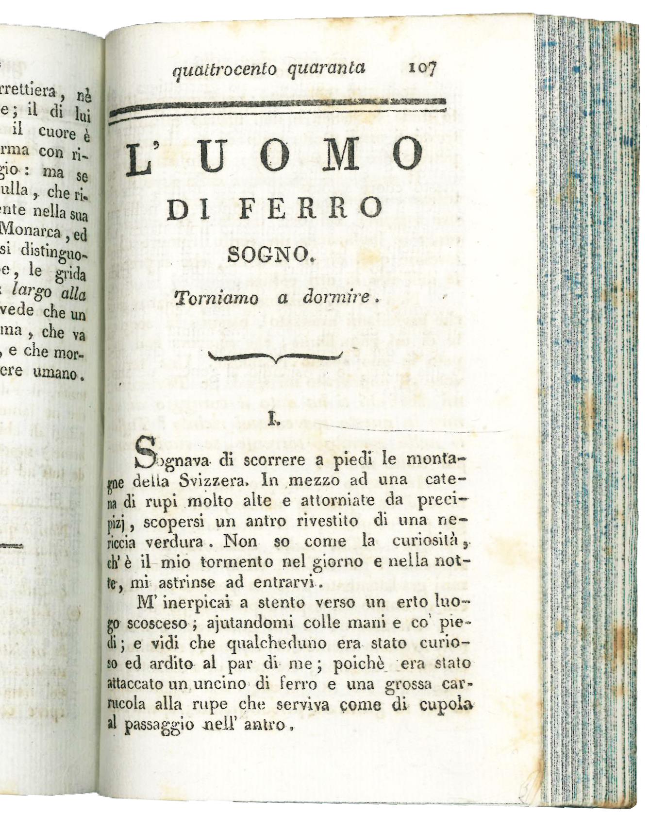 L' anno due mila quattrocento quaranta. Sogno di cui non vi fu l'eguale. Seguito dall'Uomo di ferro. Opera del cittad. L.S. Mercier […] Traduzione dal francese sull'ultima edizione fatta in Parigi l'anno VII. della Repubb. Francese, corretta, rivedut