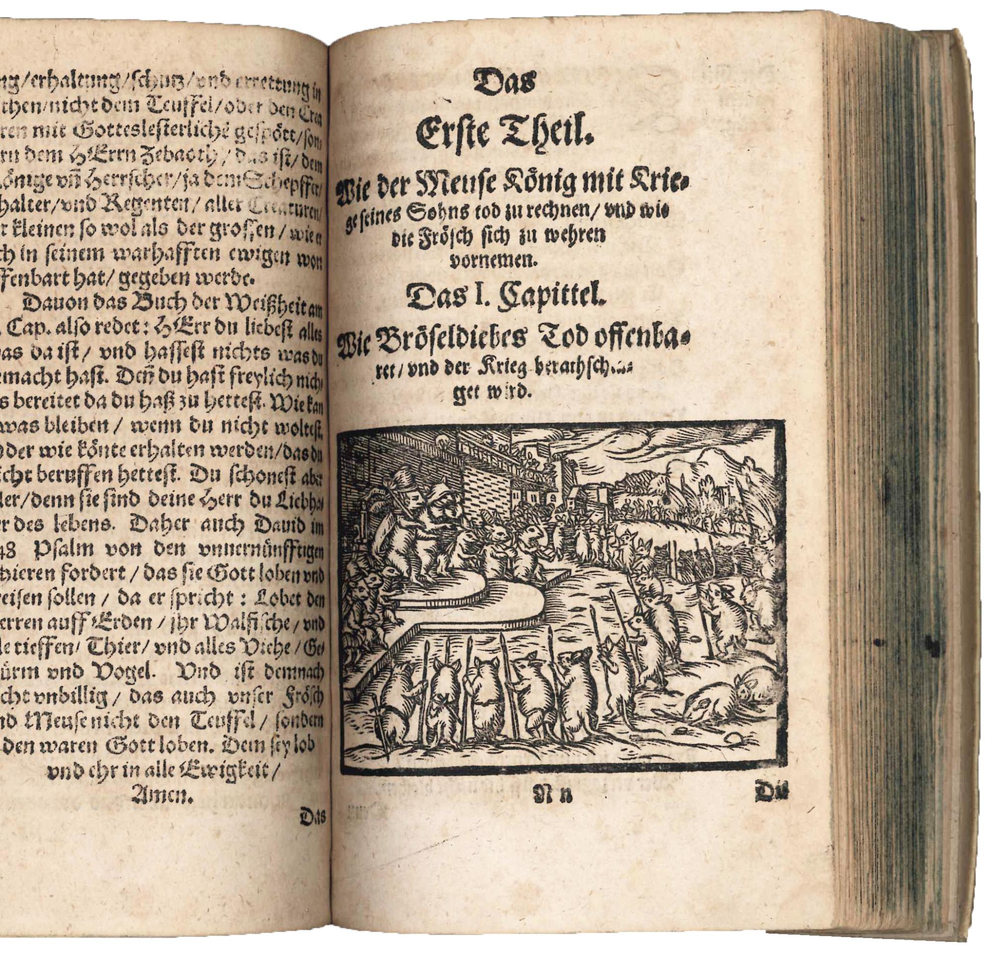 Froschmeuseler. Der Frösch und Meuse wunderbare Hoffhaltunge. Der fröhlichen / auch zur Weyßheit / und Regimenten erzogenen Jugend / zur anmutigen aber ser nützlichen Leer / [...]