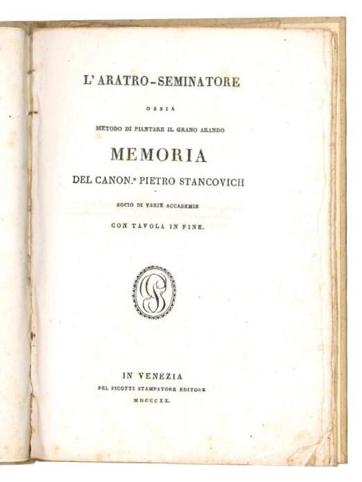 L' aratro-seminatore ossia metodo di piantare il grano arando - copertina