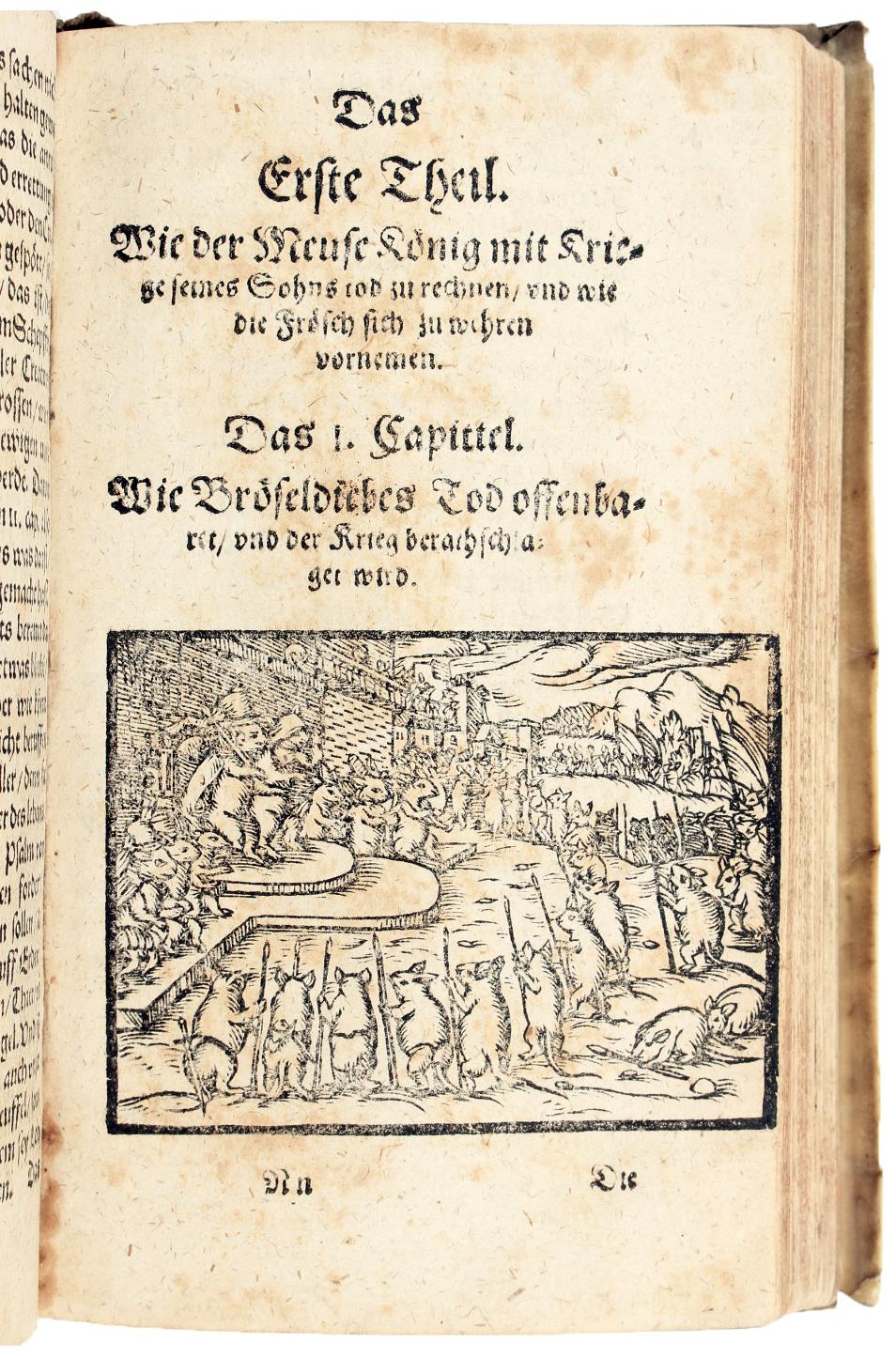 Froschmeuseler. Der Frösch und Meuse wunderbare Hoffhaltunge / Der fröhlichen auch zur Weyßheit / und Regimenten erzogenen Jugend / zur anmutigen aber ser nützlichen Leer / [...]