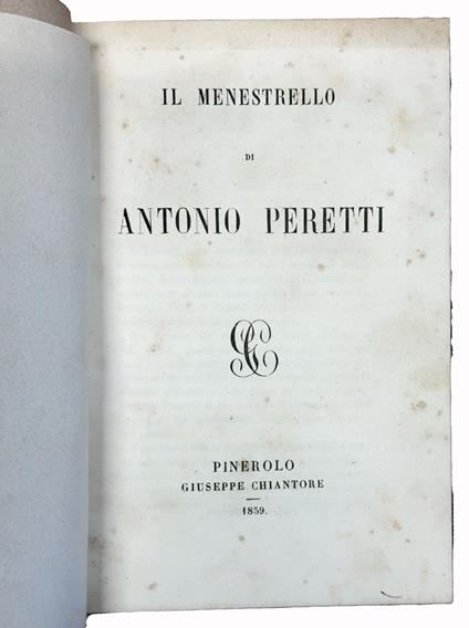 Il Menestrello - Antonio Peretti - copertina