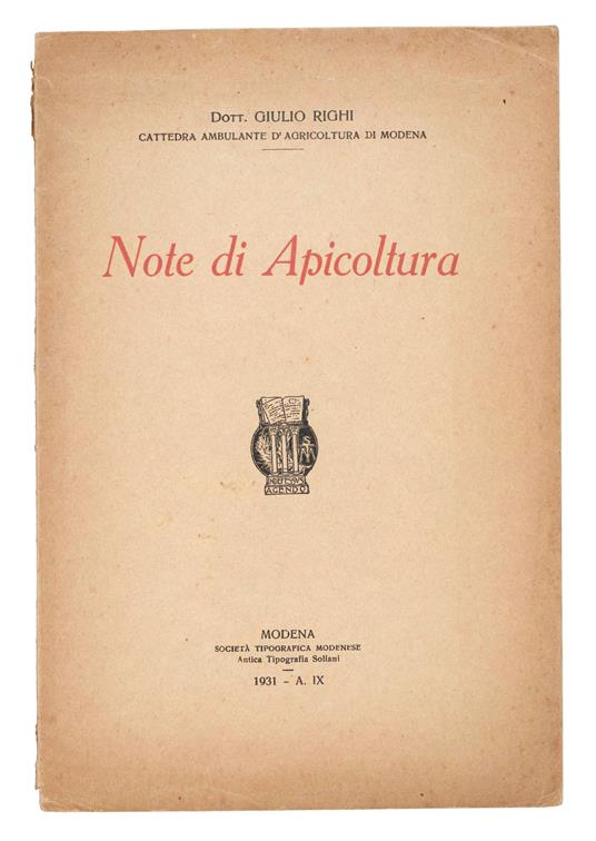 Note di apicoltura - copertina
