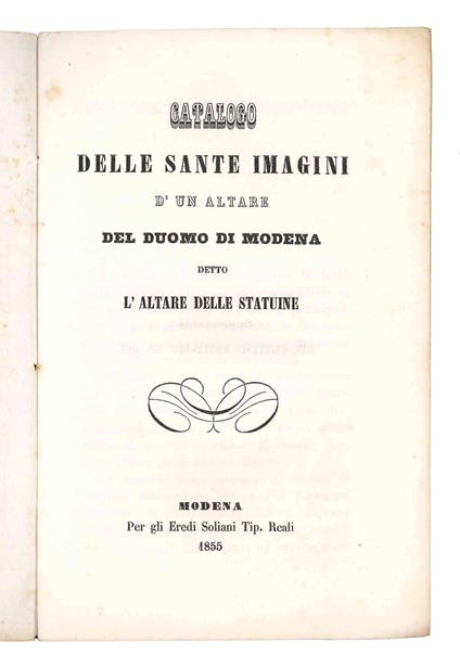 Catalogo delle sante imagini d'un altare del duomo di Modena detto l'altare delle statuine - copertina