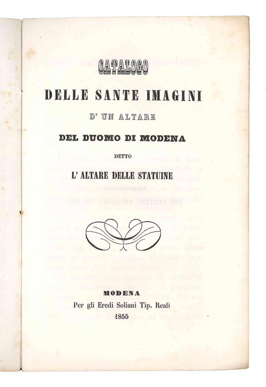Catalogo delle sante imagini d'un altare del duomo di Modena detto l'altare delle statuine - copertina