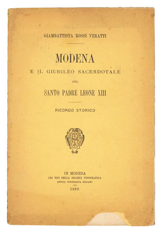 Modena e il giubileo sacerdotale del santo padre Leone XIII - copertina
