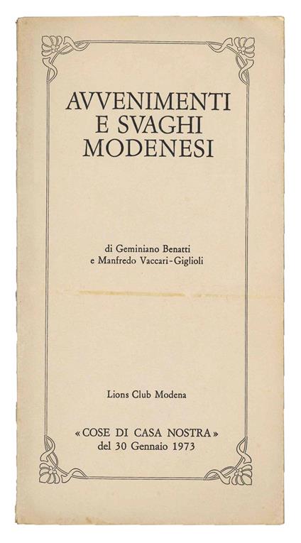 Avvenimenti e svaghi modenesi - copertina