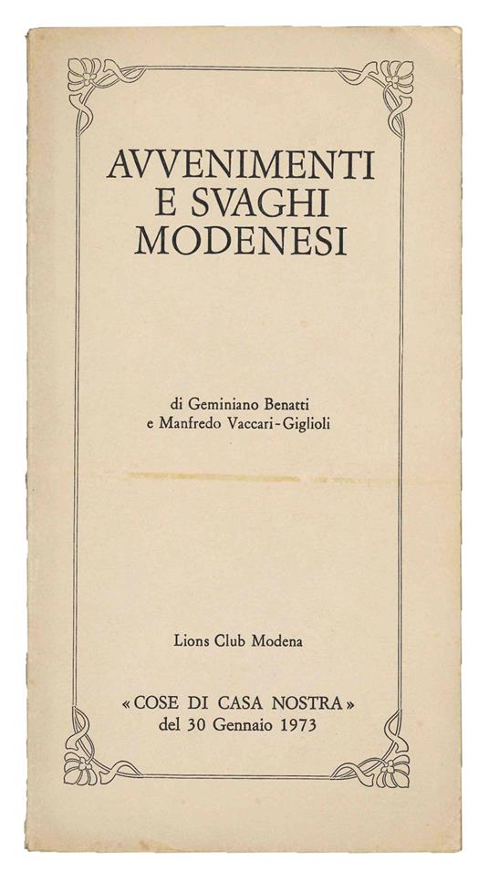 Avvenimenti e svaghi modenesi - copertina