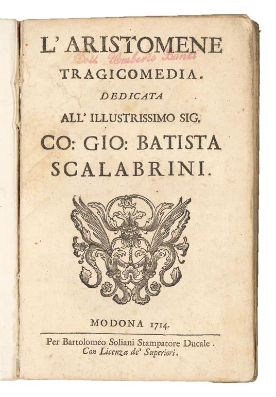 L' Aristomene tragicomedia - copertina