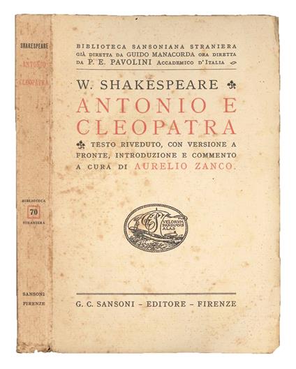 Antonio e Cleopatra - William Shakespeare - copertina