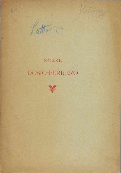 Nozze Dosio - Ferrero - Luigi VALMAGGI - copertina