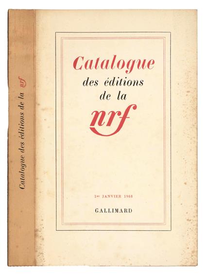 Catalogue des éditions de la Nrf. 1er janvier 1968 - copertina