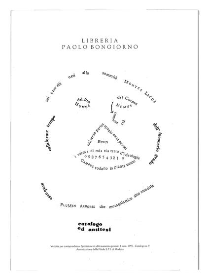 Catalogo ed antitesi. Catalogo n. 9, I semestre 1997. Letteratura e arte del '900, riviste, poesia visiva - ultime avanguardie del '900 - copertina