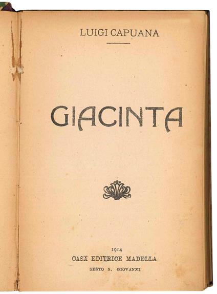 Giacinta - Luigi Capuana - copertina
