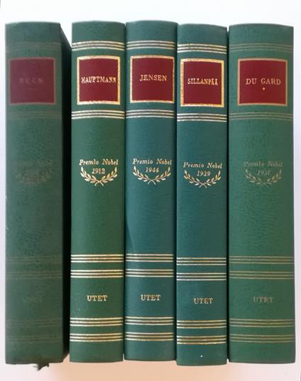 Lotto di 5 volumi de Scrittori del mondo: i Nobel: Hauptmann 1913, Du Gard 1937, Buck 1938, Sillanpää 1939, Jensen 1944 - Carlo (a cura di) Picchio - copertina