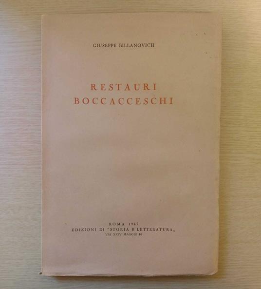 Restauri boccacceschi - Giuseppe Billanovich - copertina