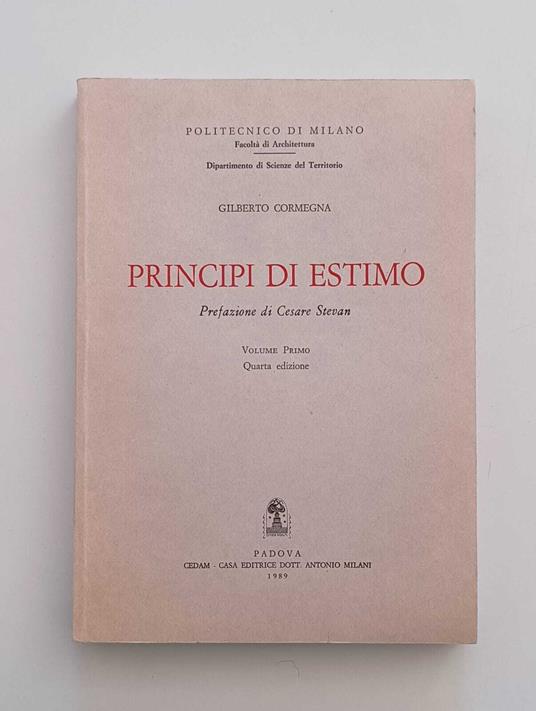 Principi di estimo: Volume primo - Gilberto Cormegna - copertina