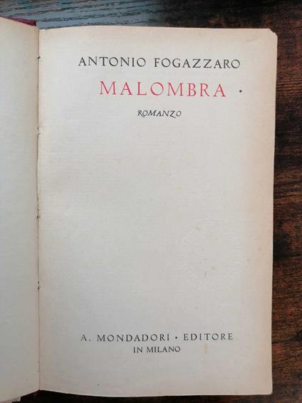 Malombra: romanzo - Antonio Fogazzaro - copertina