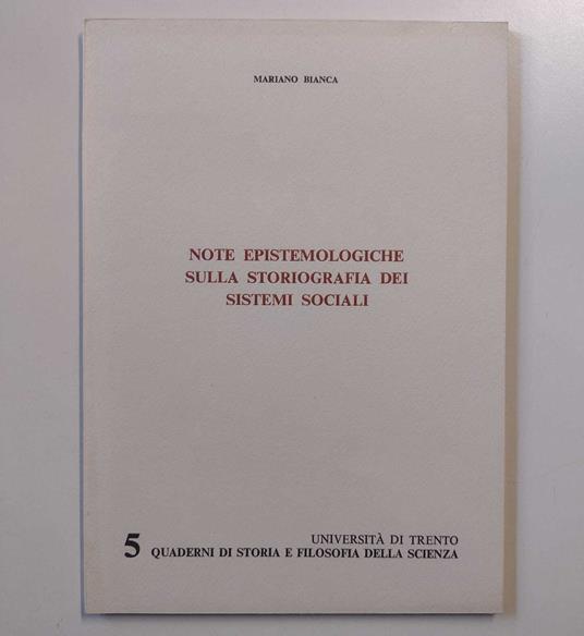 Note epistemologiche sulla storiografia dei sistemi sociali - copertina