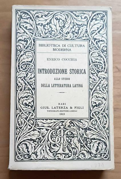 Introduzione storica allo studio della letteratura latina - Enrico Cocchia - copertina
