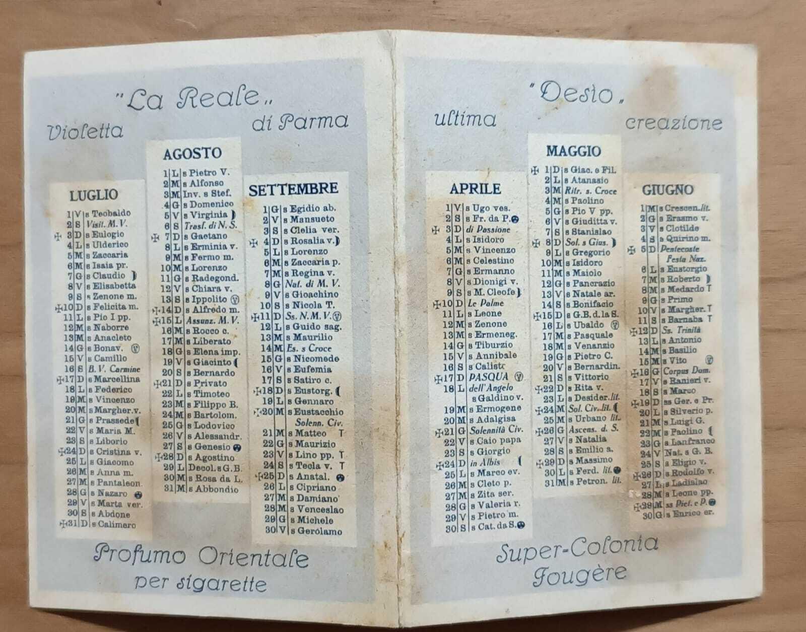 Calendarietto da barbiere Sultana. Cav. L. Borsari e Figli