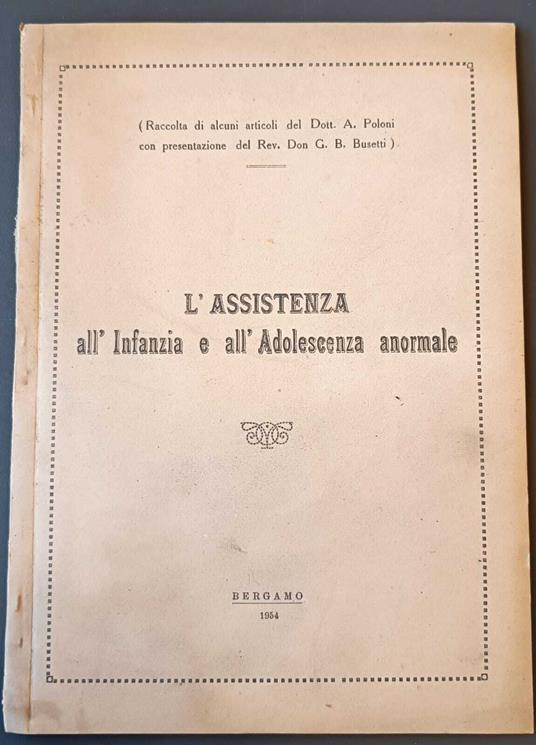 L' assistenza all'infanzia e all'adolescenza anormale - copertina