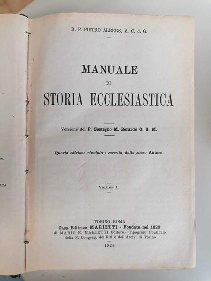 Manuale di storia ecclesiastica: 2 volumi in unico tomo - copertina