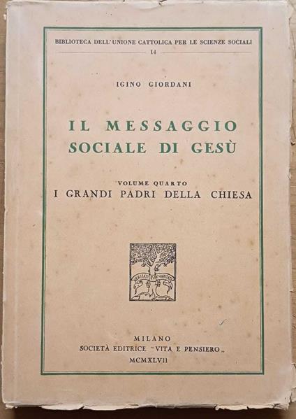 Il messaggio sociale di Gesù, vol. 4: I grandi Padri della Chiesa - copertina