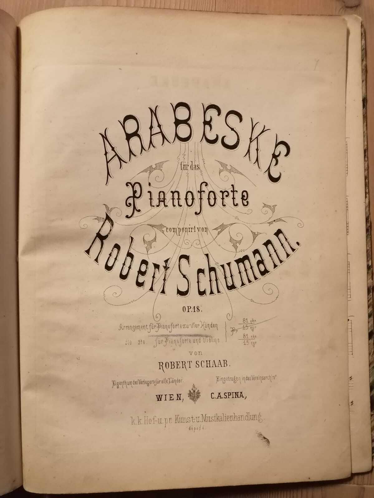 Antologia musicale: Musikalische Nippsachen - Les Operas en Vogue - Six Amusemens elegans pour le Piano - Arabeske für Pianoforte