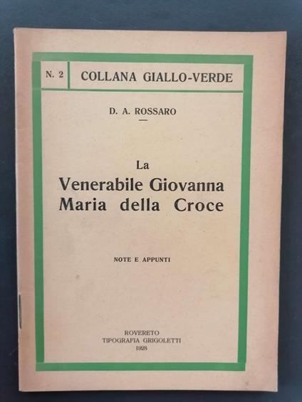 La venerabile Giovanna Maria della Croce: note e appunti - Antonio Rossaro - copertina