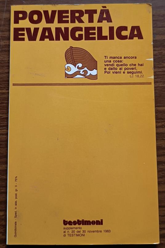 Povertà evangelica - copertina