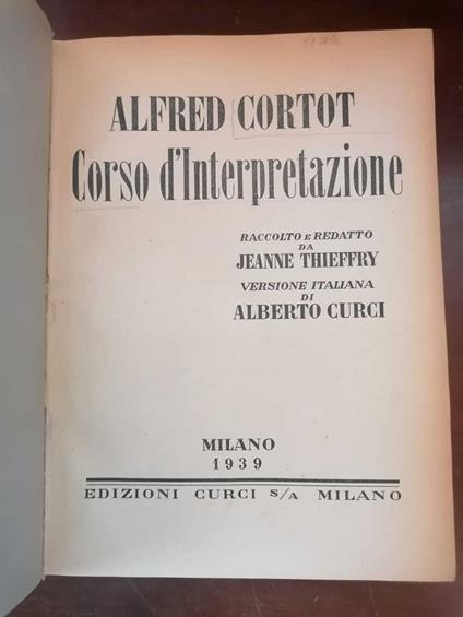 Corso d'interpretazione - Alfred Cortot - copertina