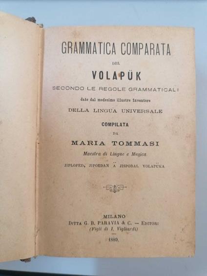 Grammatica comparata del Volapük secondo le regole grammaticali - copertina