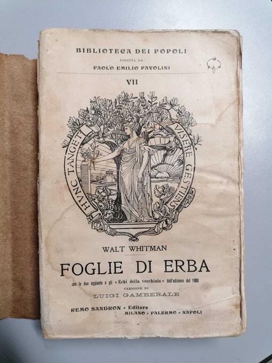 Foglie di erba: con le due aggiunte e gli Echi della vecchiaia dell'edizione del 1900 - copertina