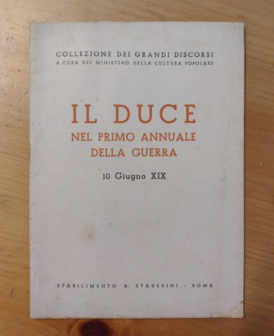 Il duce nel primo annuale della guerra: 10 giugno XIX - copertina