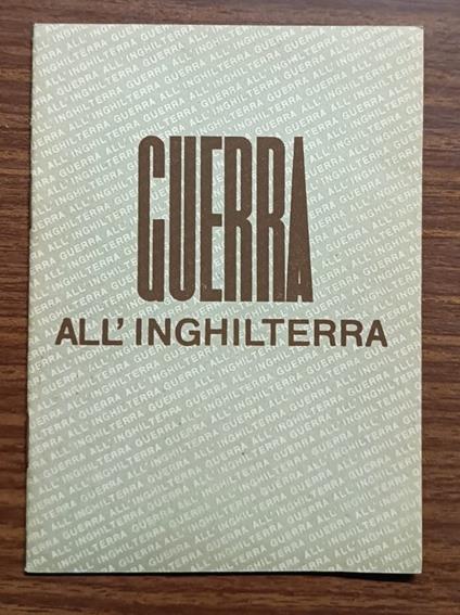 Guerra all'Inghilterra - copertina