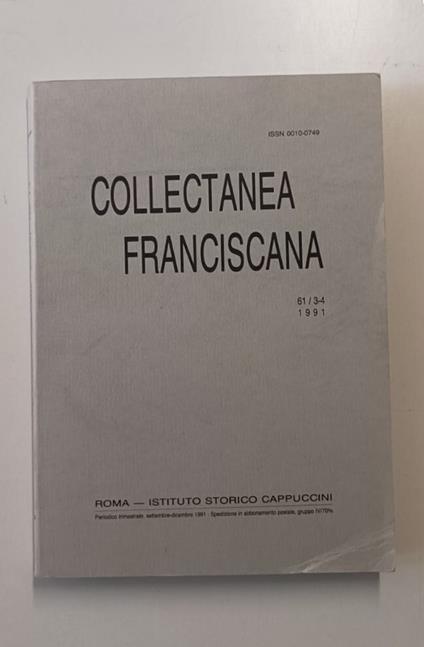 Collectanea Franciscana 61/3-4 - copertina