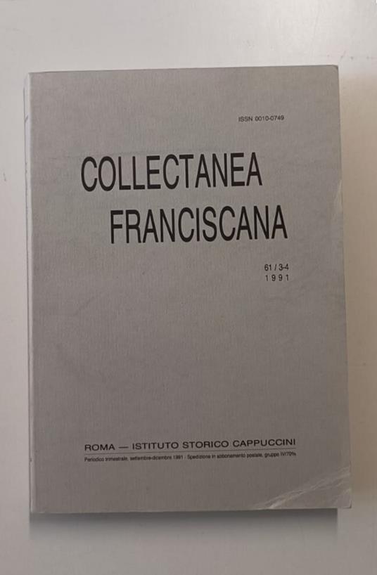 Collectanea Franciscana 61/3-4 - copertina