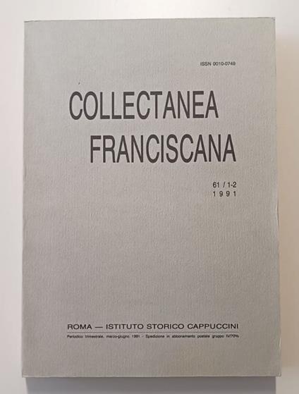 Collectanea Franciscana 61/1-2 - copertina