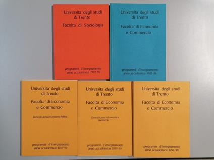 5 programmi di insegnamento dell'Università degli studi di Trento 1985-1990 - copertina